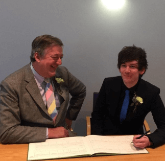 Elliott Spencer with his partner Stephen Fry